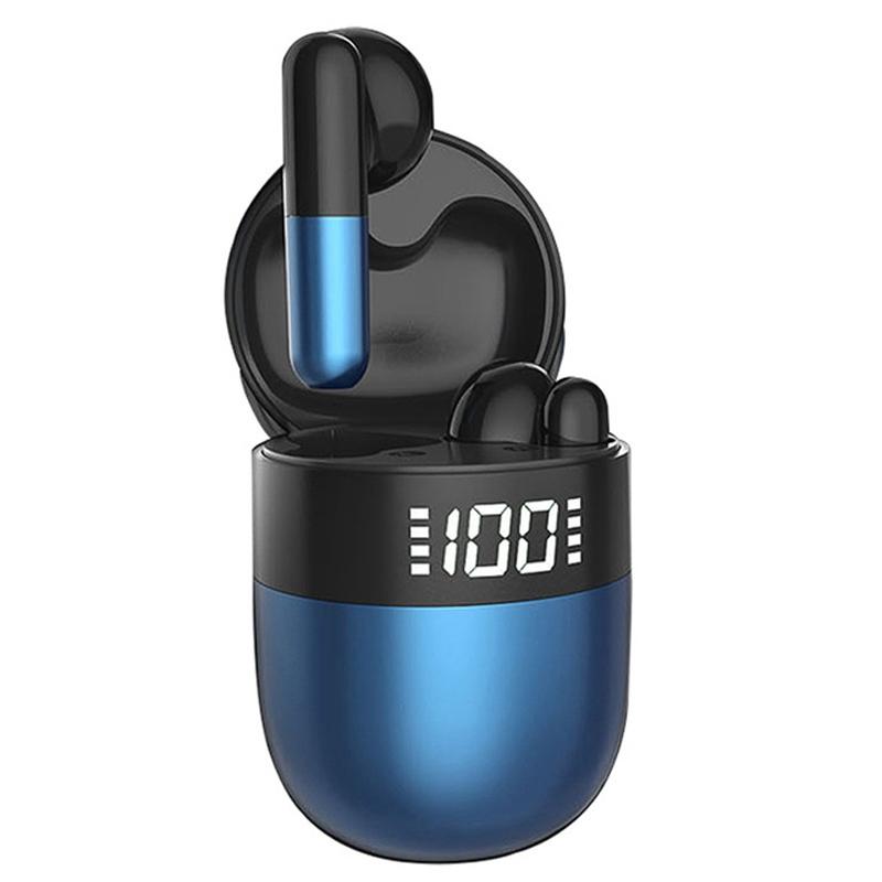 Wireless Bluetooth Earphones with Led Display and Hifi Sound for Sports - Blue