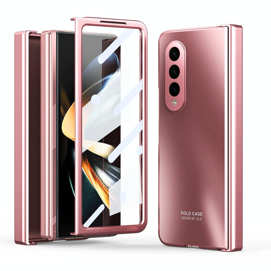 For Samsung Galaxy Z Fold4 5G Foldable Electroplated Case - Rose Gold