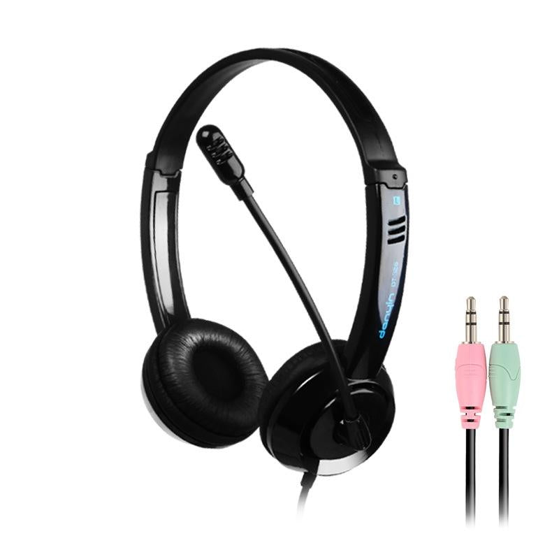 Head-Mounted Children'S Learning Headset With Mic 1.8M Cable 3.5Mm - Black