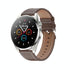 Waterproof Leather Smartwatch With Colour Display - Brown
