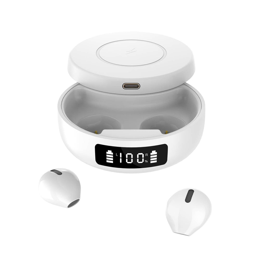 Mini Tws Wireless Bluetooth Earphones with Noise Reduction and Digital Display - White