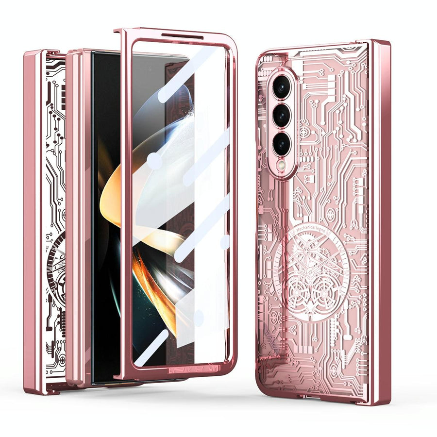 For Samsung Galaxy Z Fold4 5G Foldable Electroplated Phone Case - Mechanical Legend 4. - Rose Gold