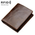 Men Rfid Leather Tri-fold Wallet - Genuine Leather - Coffee