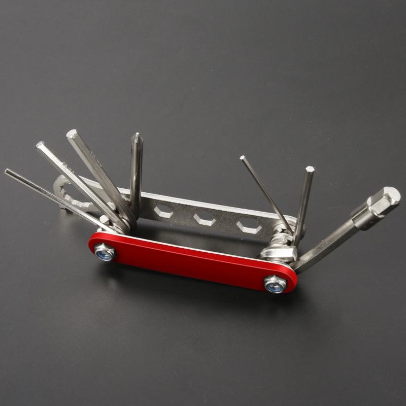 12-In-1 Portable Bike Repair Tool - Red