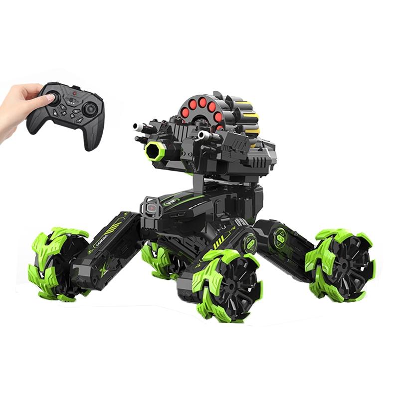 Remote Control Car with Soft Bomb - Four-wheel Battle Blooming Tire Spray - Green