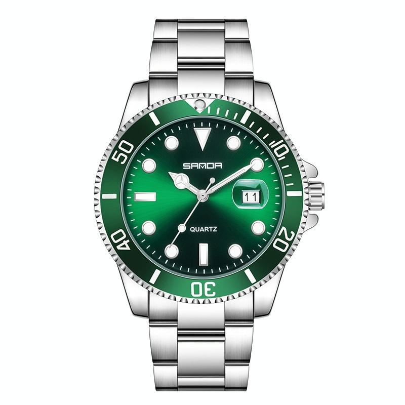 Personalized Men Quartz Wristwatch - Steel Belt - Green