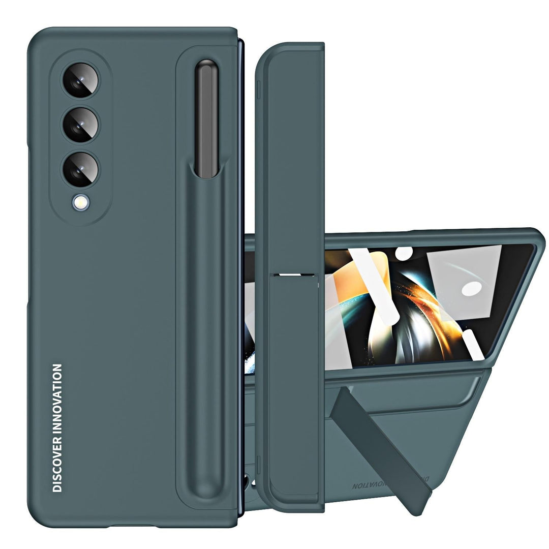 For Samsung Galaxy z Fold4 5G Samsung Galaxy z Fold4 2-in-1 Detachable Folding Case with Holder & Pen Slot - Grey Green