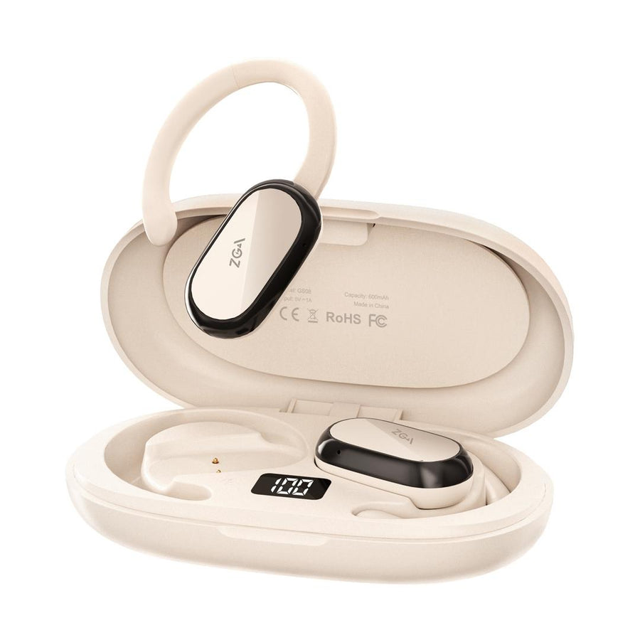 Wireless Bluetooth Earphones with Led Display - Zga Gs08 - White