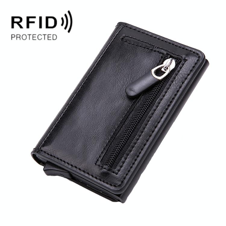Stainless Steel Rfid Credit Card Holder - Compact Design - Black