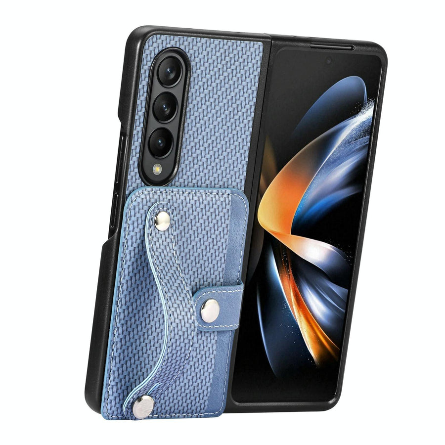 For Samsung Galaxy Z Fold4 5G Wristband Phone Case - Blue