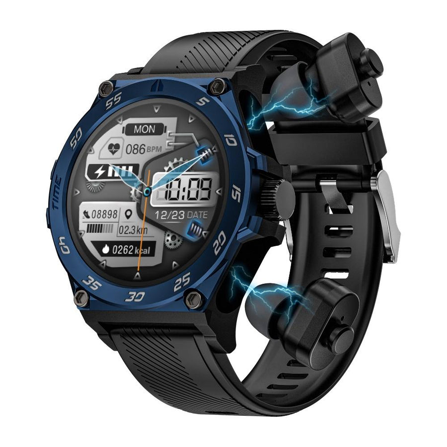 1.53 Inch Ip67 Bt5.0 Sport Smart Watch With Earbuds Support Bluetooth Call / Sleep / Blood Oxygen / Heart Rate / Blood Pressure Health Monitor - Blue