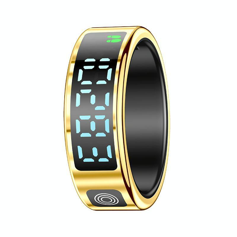 Smart Ring Size 8 Hand Gestures Control Health Monitoring Sports Modes - Gold