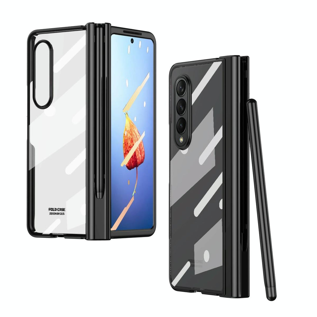 For Samsung Galaxy Z Fold4 5G Case With Pen Slot - Electroplated Full Body - Black