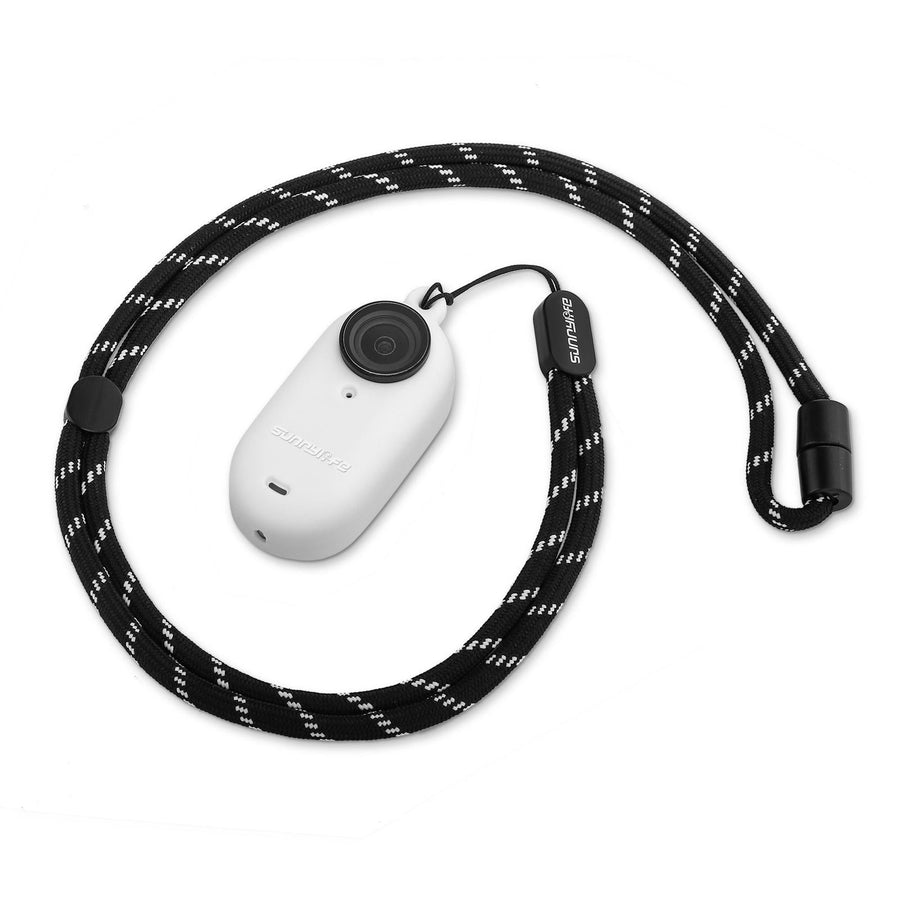 Silicone Camera Body Case with Lens Cap and Neck Strap for Insta360 Go 3 - White
