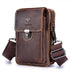 Men First Layer Cowhide Waist Bag Multi Function - Brown
