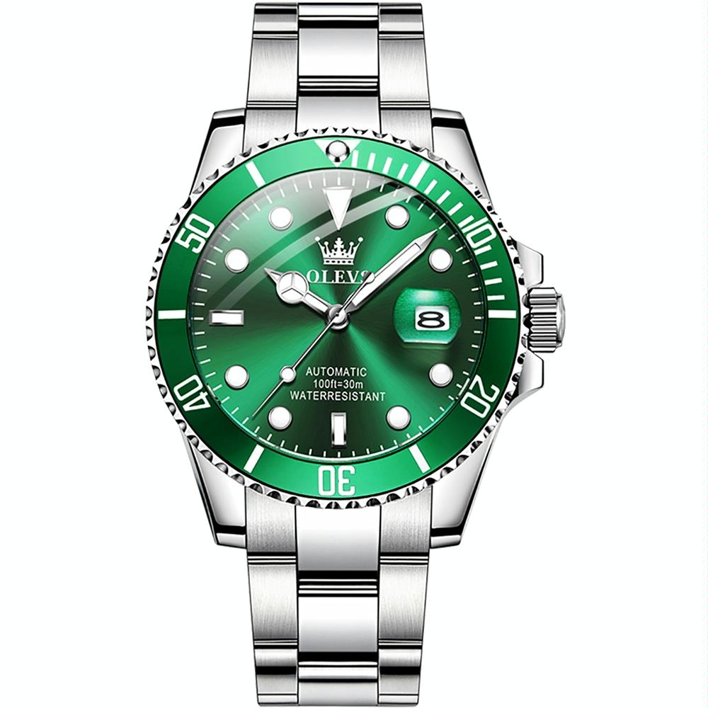 Waterproof Mechanical Watch for Men with Luminous Dial - Green