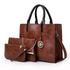 Versatile Leather Tote Bag for Women - 3-in-1 Design - Brown
