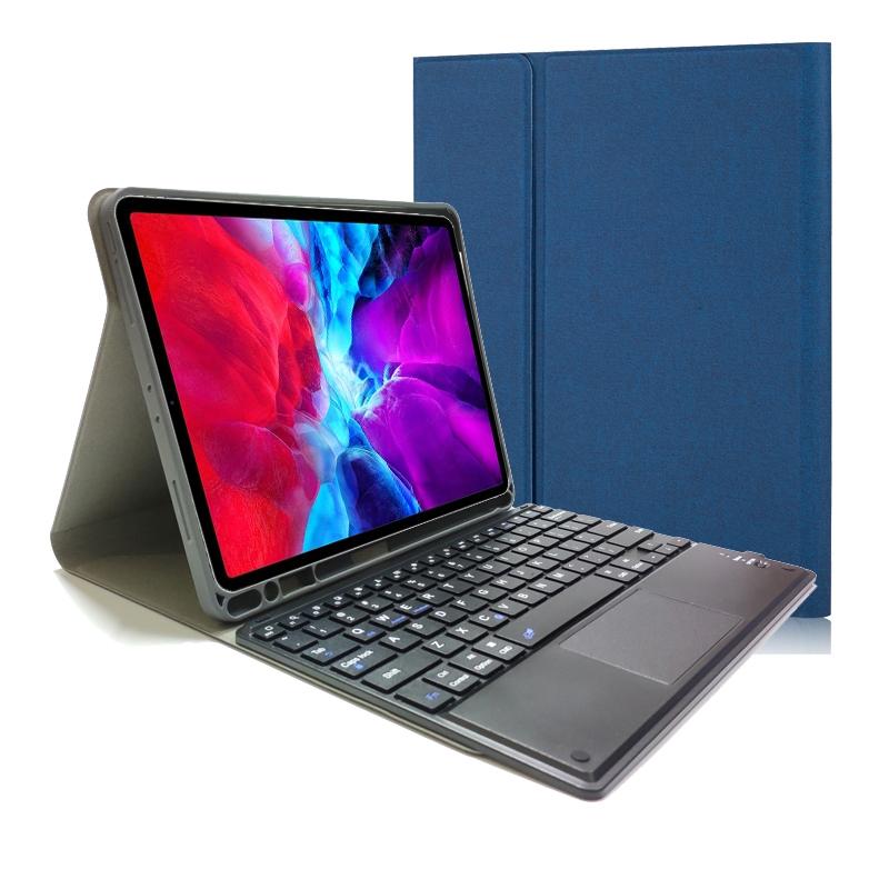 Bluetooth Keyboard Tablet Case For Ipad Pro 11 - Detachable Touch Leather Holder Pen Slot - Blue