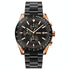 Stainless Steel Strap Quartz Watch for Men with Date and Six Pin Design - Gold Black