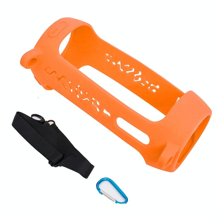 Shockproof Silicone Protective Case for Jbl Pulse4 with Carabiner & Lanyard - Orange