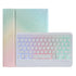 Bluetooth Keyboard Leather Case For Ipad 9.7 - Triangle Holder & Pen Slot - Gradient Rainbow