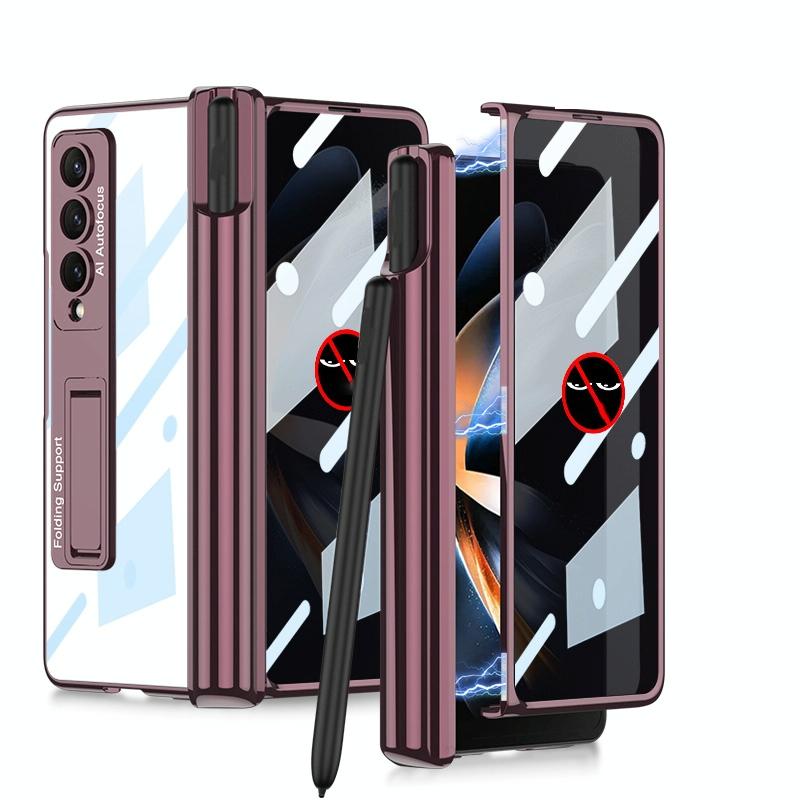 Foldable Magnetic Privacy Case with Pen Holder - Fits 4th Generation Ipad - Wine Red