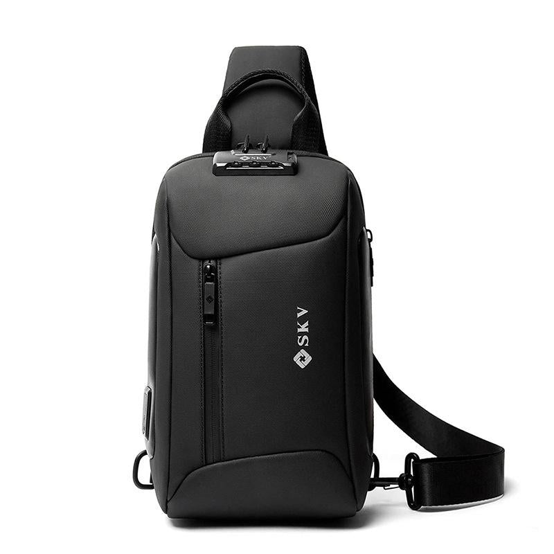 Waterproof Anti Theft Men Crossbody Bag Business Casual Multifunctional - Black