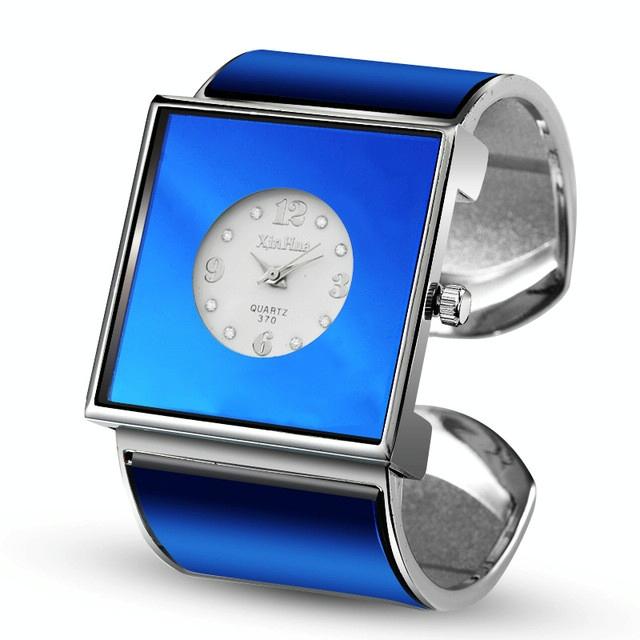Women Square Dial Bracelet Watch - Large Face - Blue