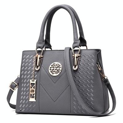 Women Leather Messenger Handbag - Stylish and Functional - Gray