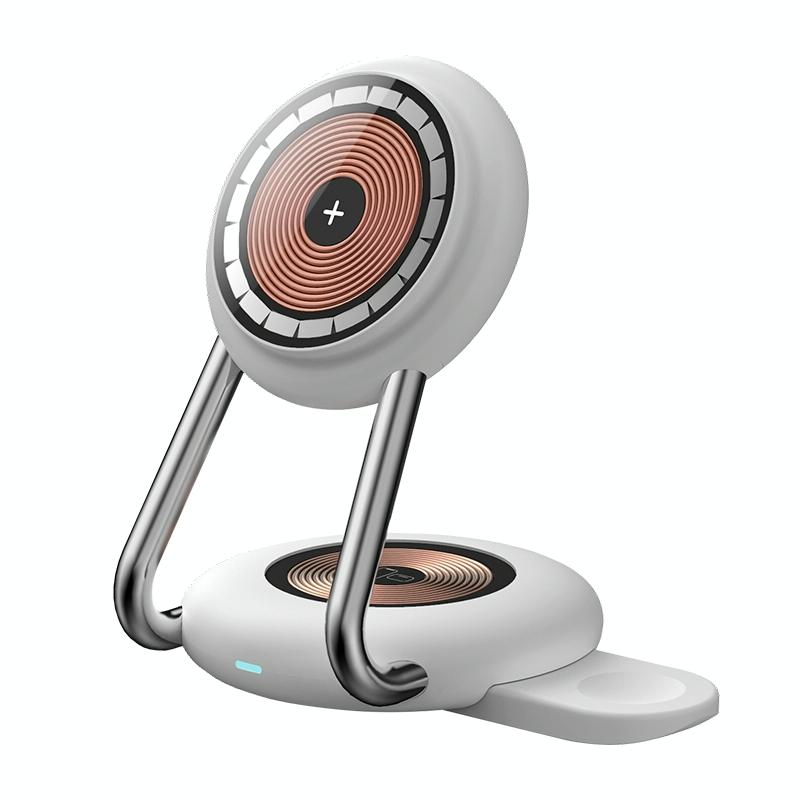 15W 3 In 1 Transparent Magnetic Wireless Charger - White