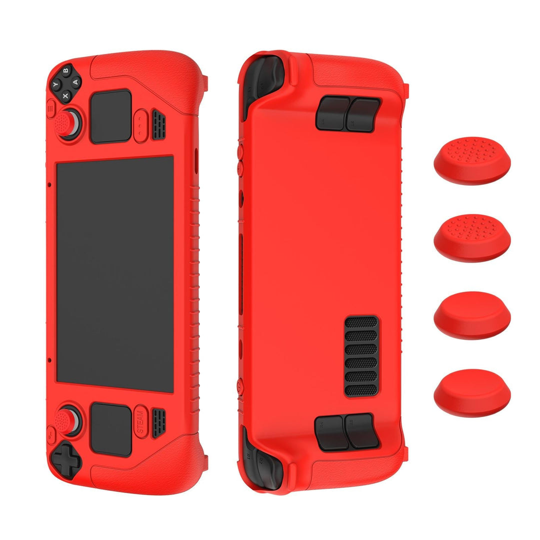 Silicone Game Controller Cover with 4 Key Caps - Protective - Red