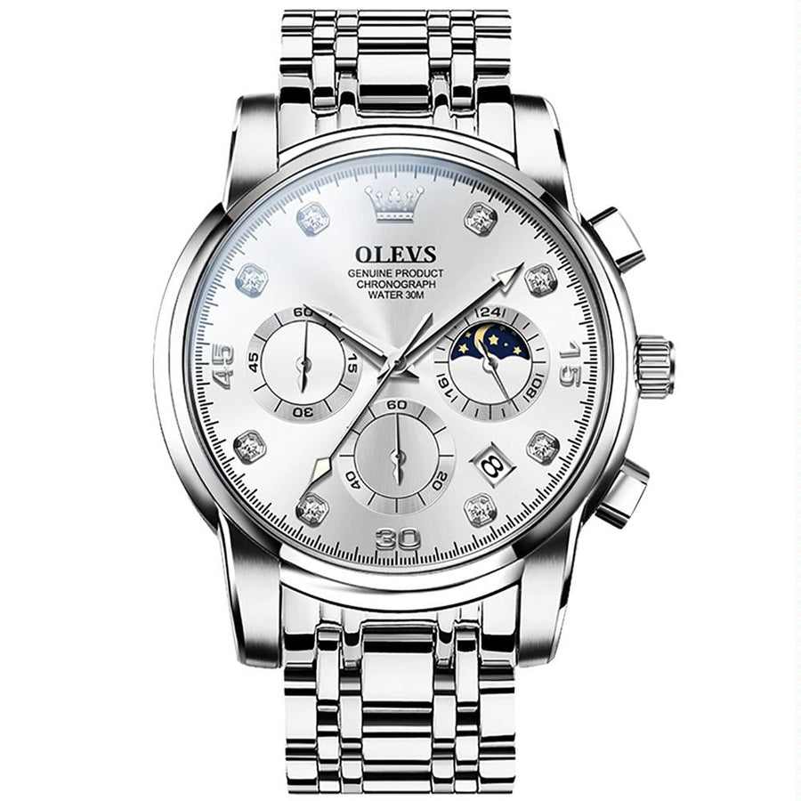 Waterproof Luminous Quartz Watch for Men - Multifunctional - White