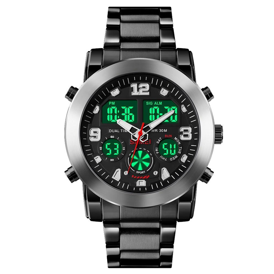 Triple Display Luminous Digital Watch - 1642 - Silver