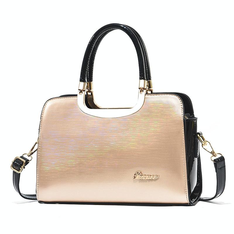 Large Capacity Leather Commuter Handbag - Bright - Khaki
