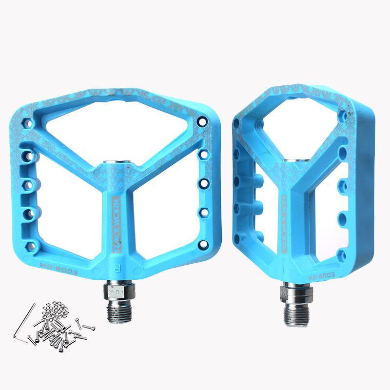 A Pair Of Wide Anti-Slip Nylon Bike Pedals - Blue