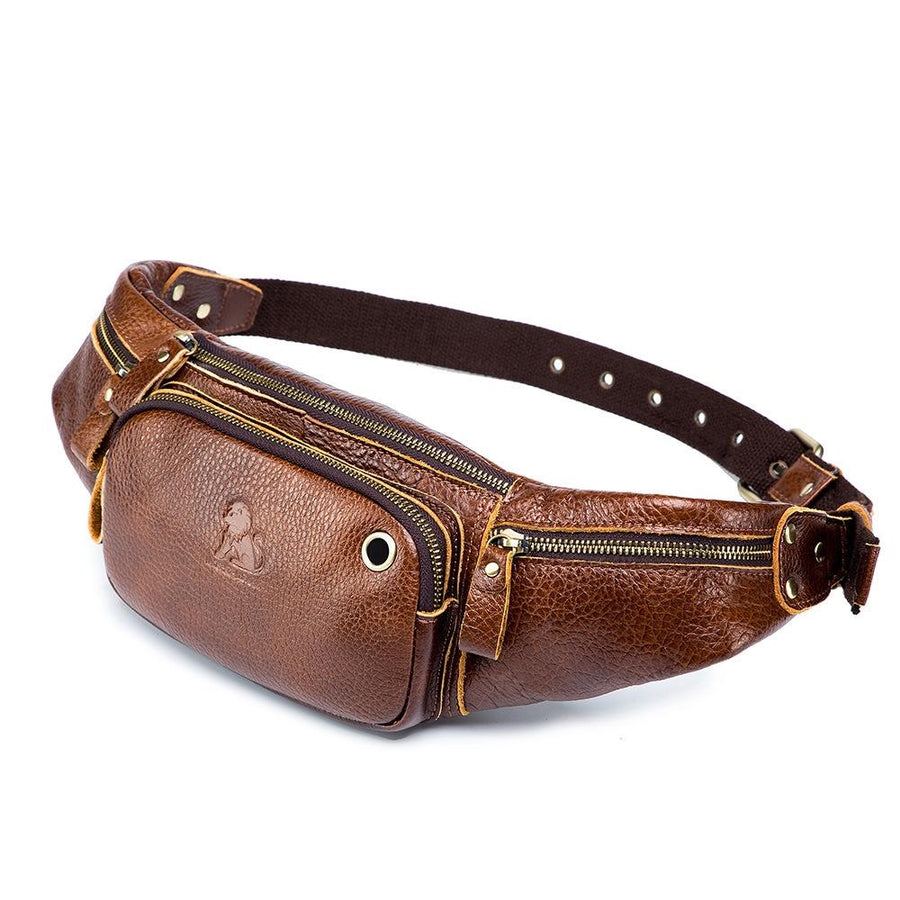 Vintage Leather Waist Bag For Men - Brown