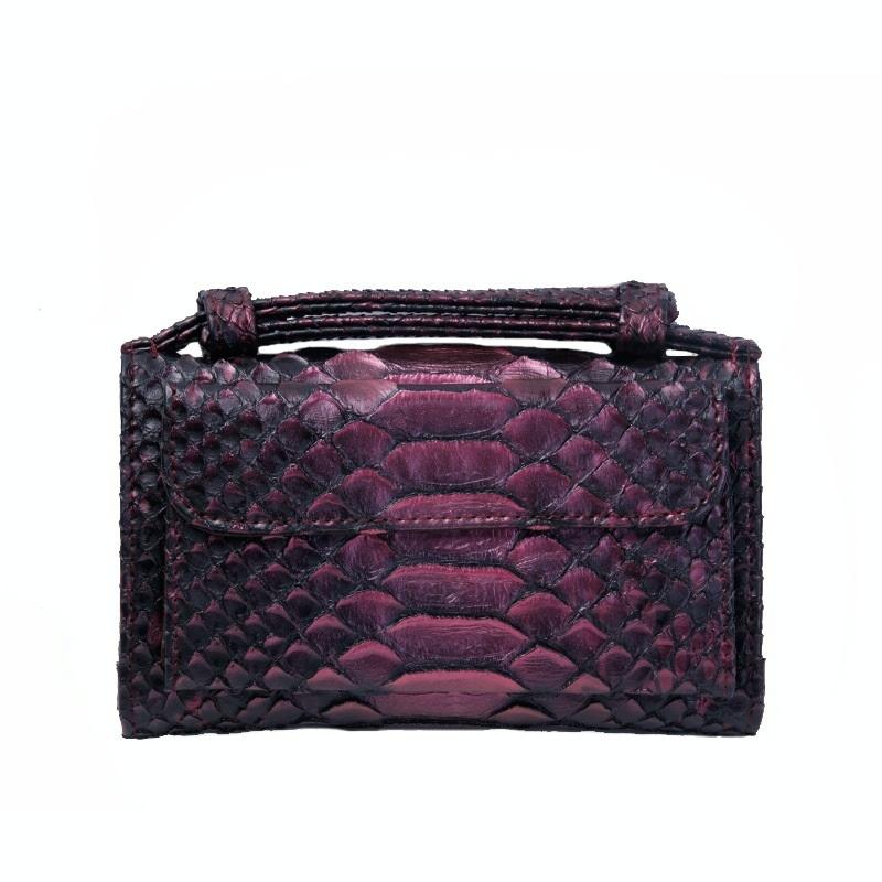 Chain Crossbody Bag with Snake Texture Print - 6 Two Colour Purple