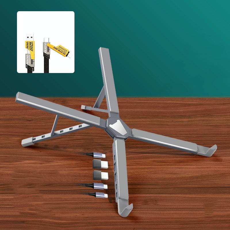 Versatile Laptop Docking Stand with Enhanced Cooling and Folding Design - Gray