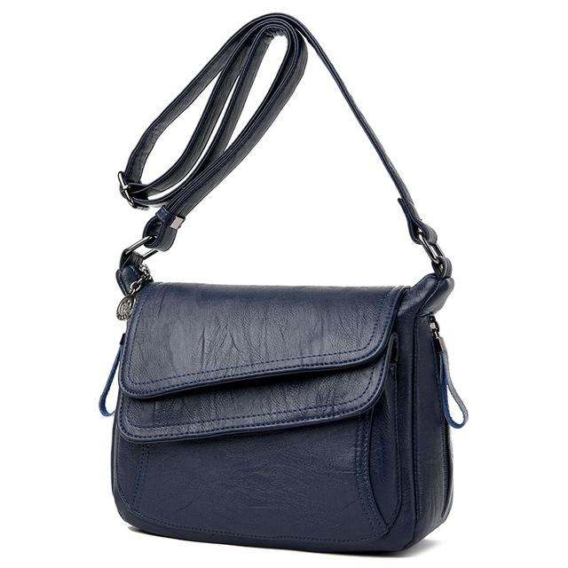 Stylish Leather Shoulder Bag For Summer - Blue