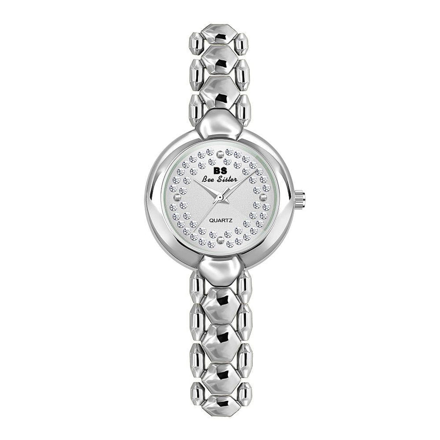 Women Diamond Chain Watch - Elegant Jewelry - Silver