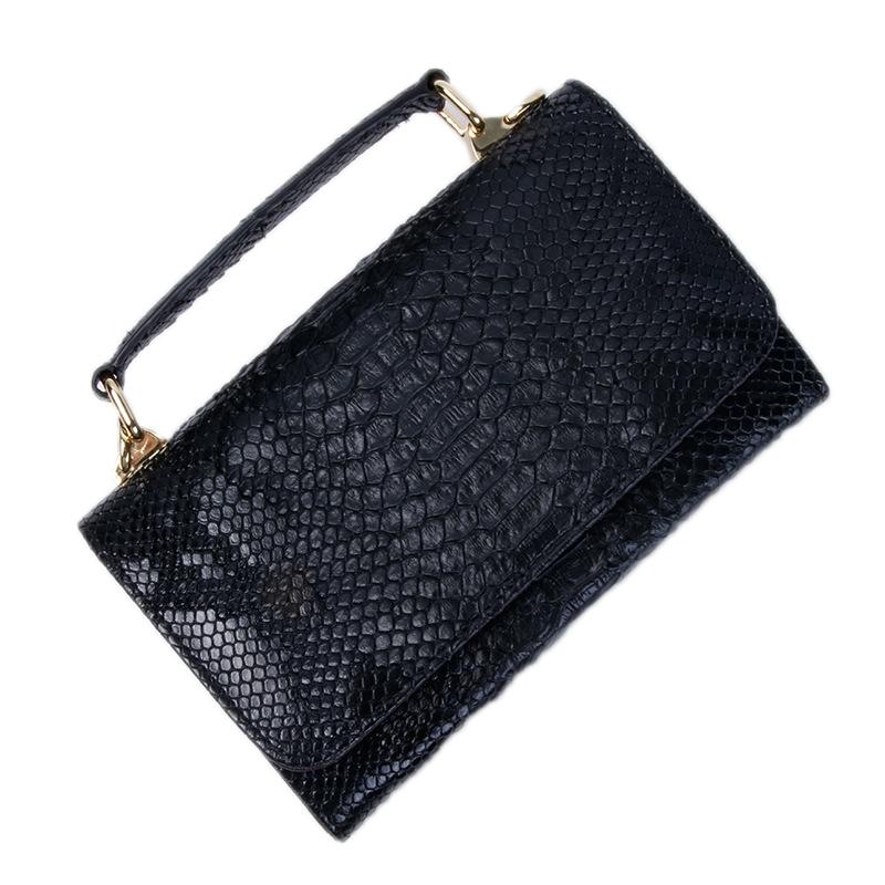 Versatile Lady Crossbody Wrist Bag - Multi-functional - Snake Pattern Black