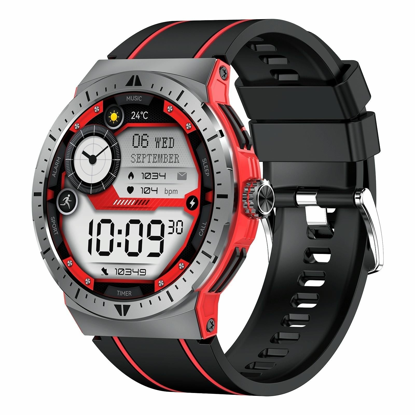 1.43 Inch Bt5.3 Ip68 Sport Smart Watch Support Bluetooth Call / Message Notification / Heart Rate / Blood Pressure Health Monitor - Red