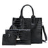 Versatile Crocodile Pattern Shoulder Bag for Women - 3-in-1 Design - Black