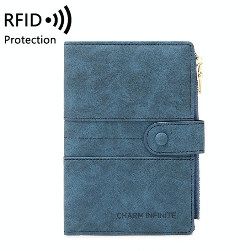 Rfid-protected Multi-card Travel Document Pouch - Blue