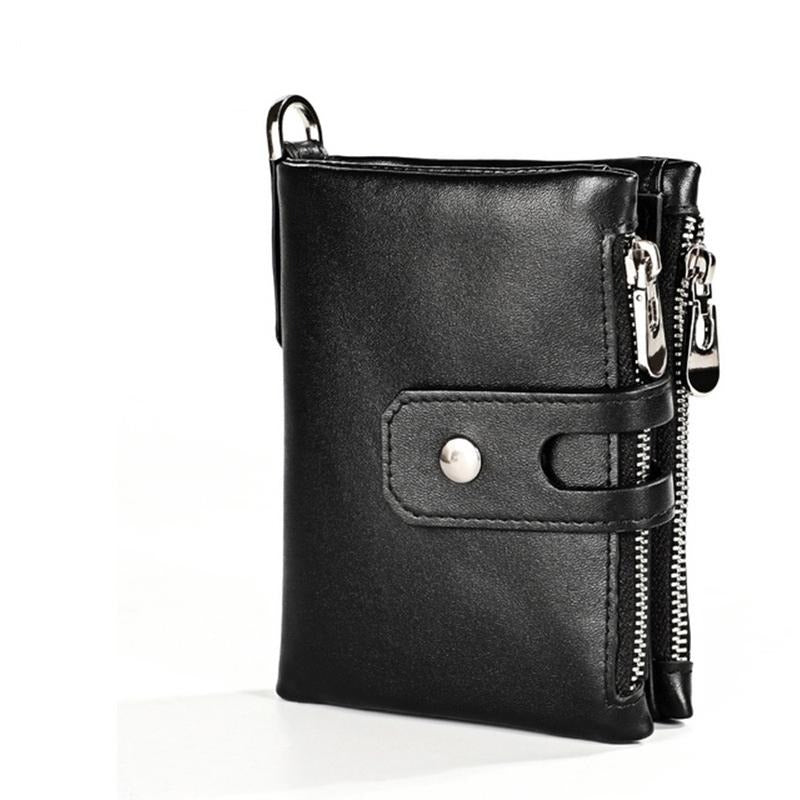 Men Rfid Leather Wallet with Card Slots - Black