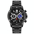 Stainless Steel Men Moonphase Quartz Watch with Strap - Black