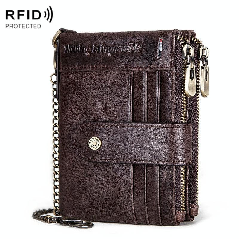 Men Leather Rfid Wallet - Secure & Stylish - Dark Brown