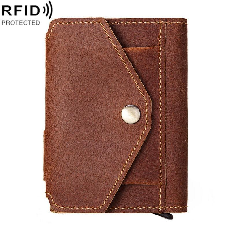 Secure Rfid Credit Card Holder - Compact Design - Brown
