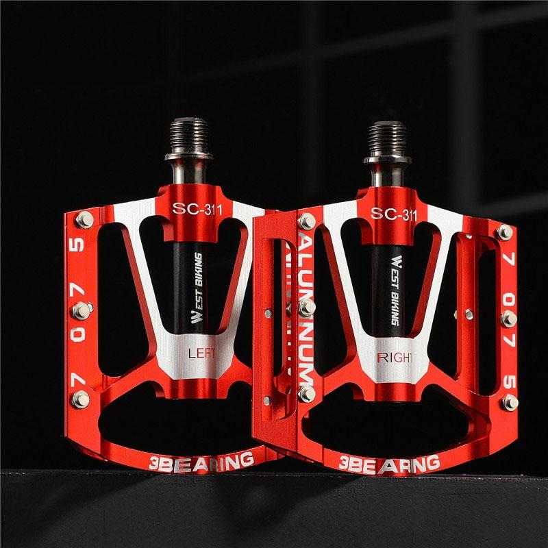 A Pair Of Lightweight Aluminum Mountain Bike Pedals - Red