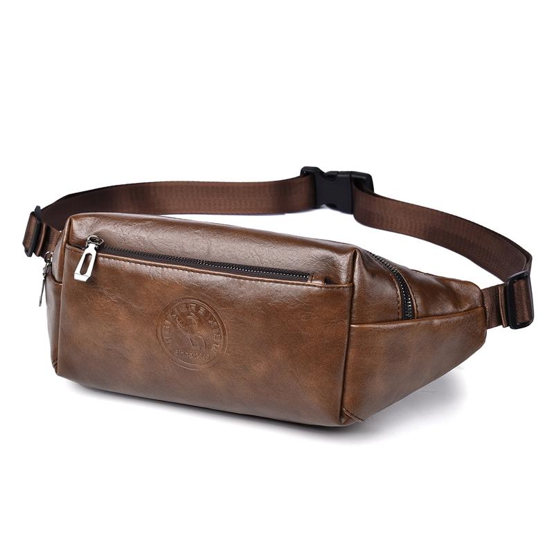 Large Capacity Waterproof Sports Waist Pack For Men - Brown